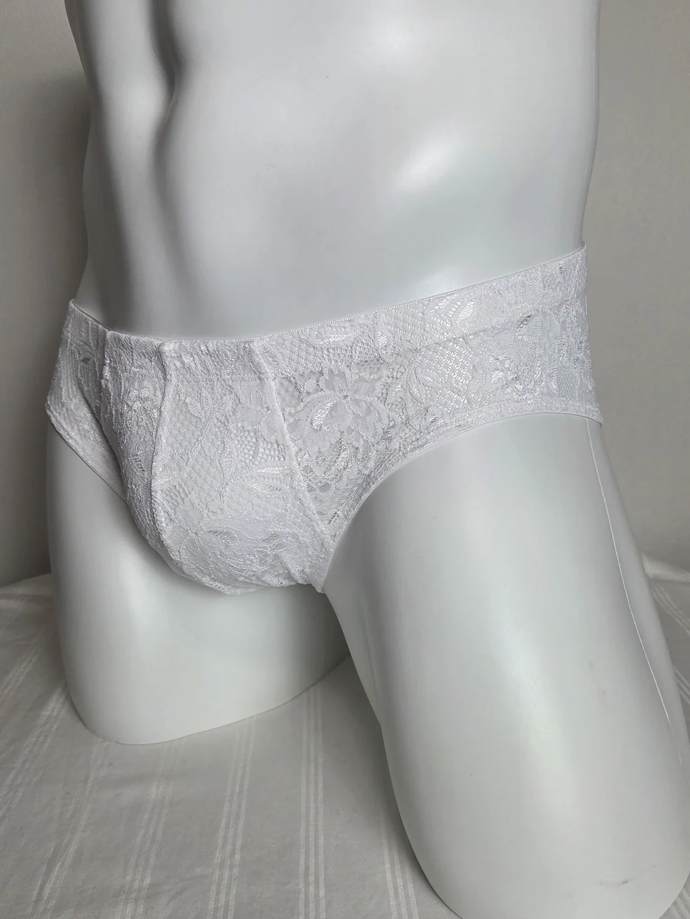 Cosabella White Lace Men's Briefs - Sheer Panel Support
